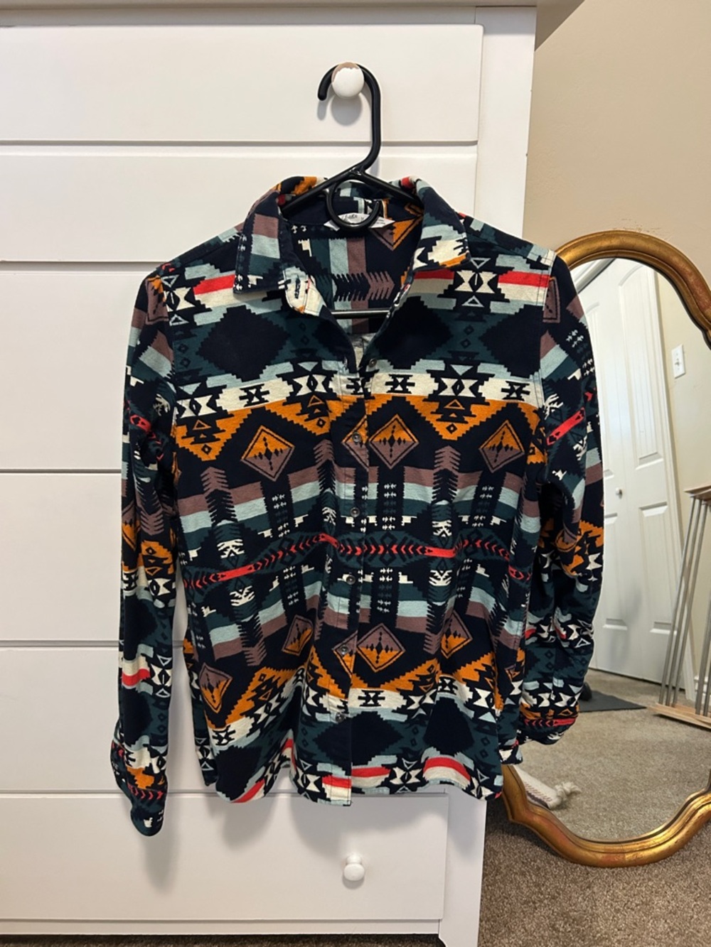 Woolrich Multicolor Tribal Print Shirt - Navy, Mustard, Teal